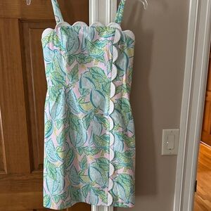 Lilly Pulitzer Pink and Green Leaf Print Dress